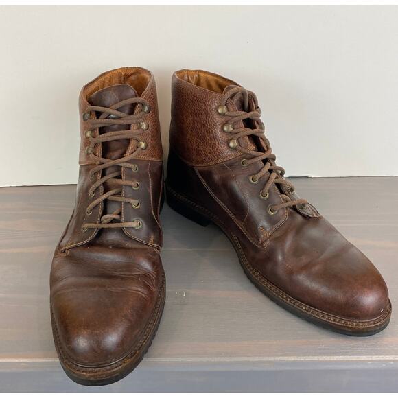 Vintage Cole Haan Country Lace Up Ankle Boots Men 10M Brown Leather Rugged Work - Picture 2 of 15